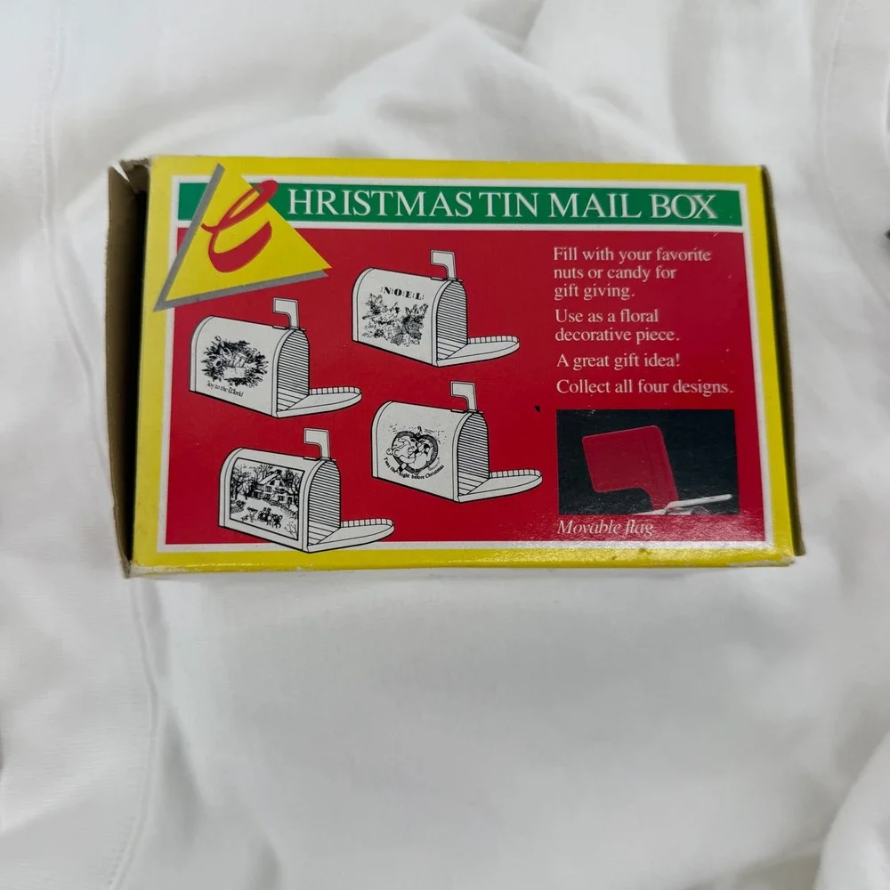 Christmas Tin Mailbox Cardinal‎ Noel Holiday Decor Candy Nut Storage